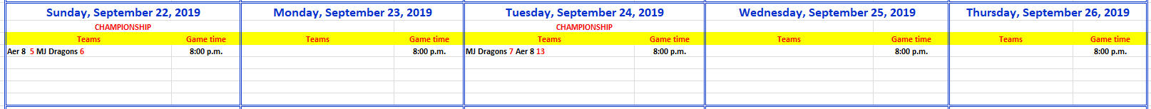Weekly Schedule 2019-09-24 Weekly Schedule 2019-09-24